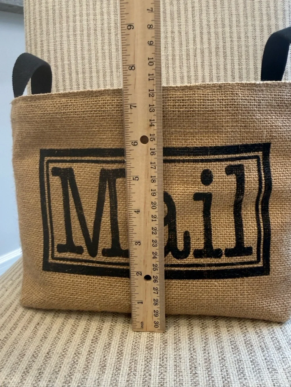 Canvas Mail Storage Basket with Handles - Natural and Black - Picture 8 of 10